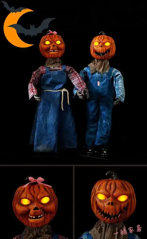 万圣节大小鬼恐怖装饰电动感应带声亮灯密室逃脱鬼屋酒吧气氛道具