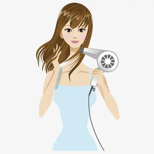 吹头发的年轻女孩