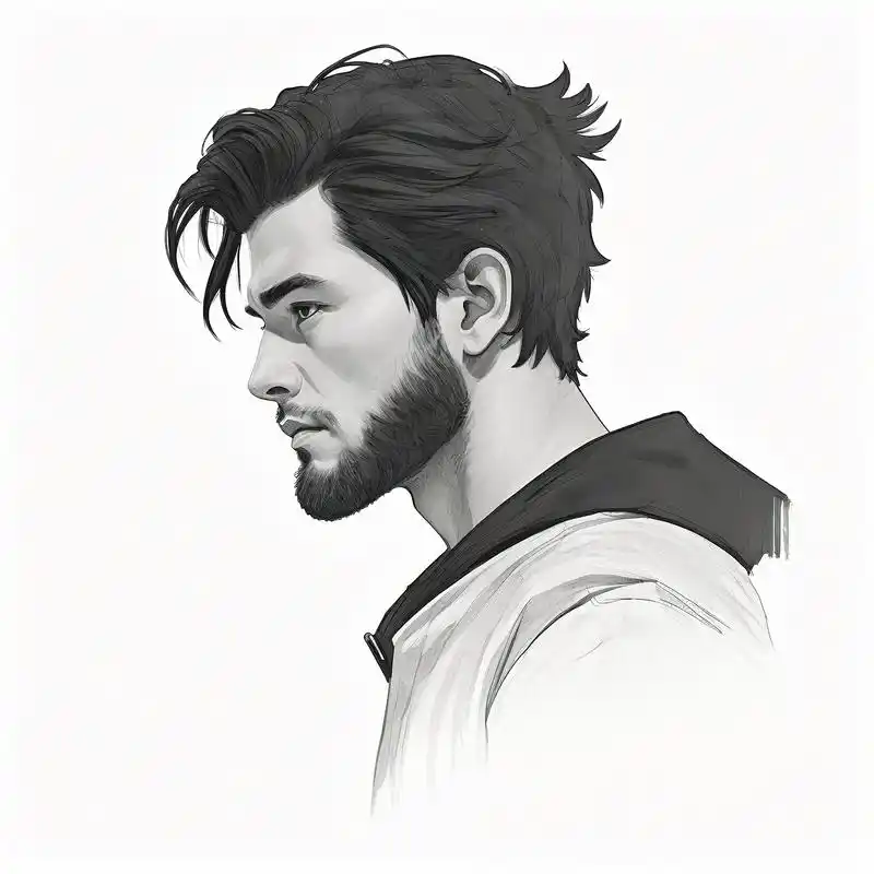 96黑白素描风胡子男头像98 一组充满艺术感的黑白素描胡子男头像