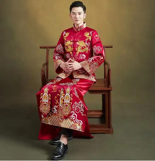 中式婚礼秀禾服新郎2022新款冬季男款结婚礼服男士中国风秀禾男装