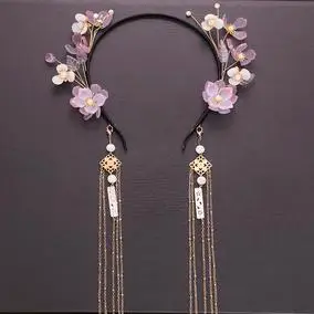 汉服发箍古风琉璃绒花懒人神器仙女发饰百搭外出森系头饰超仙配饰