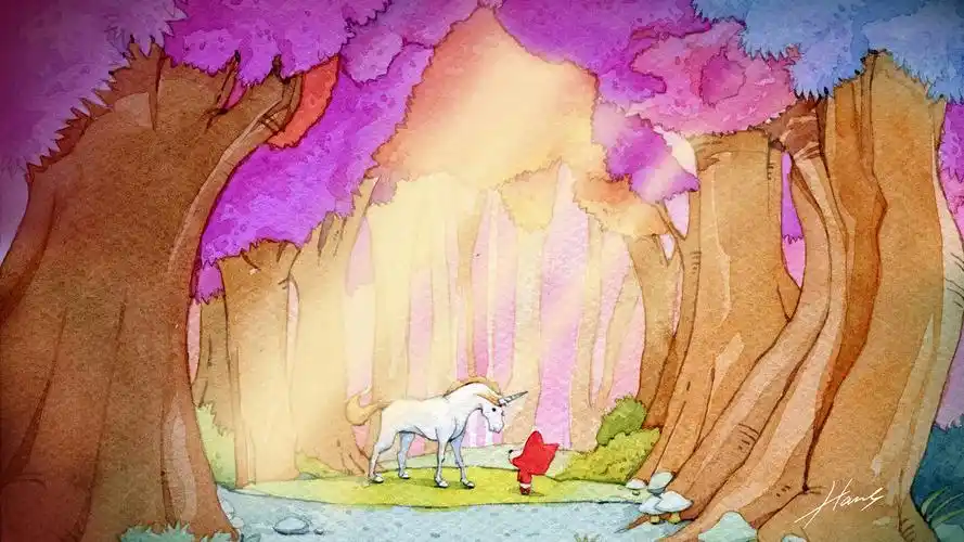 独角兽与阿狸的梦幻森林电脑桌面壁纸