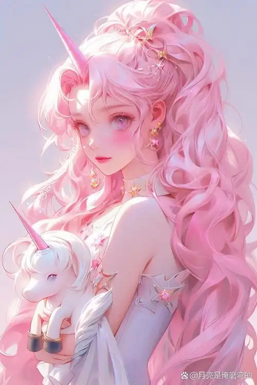 梦幻壁纸06缤纷独角兽公主奇幻色彩少女头像