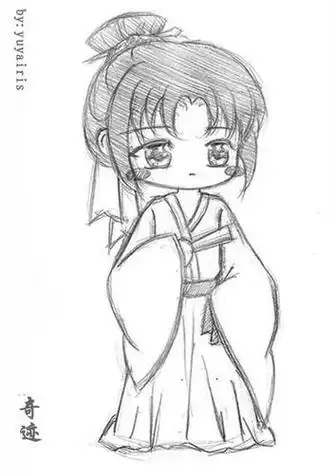 画步骤古装女孩简笔画古装女孩简笔画q版漫画人物萌女古风简笔画超可