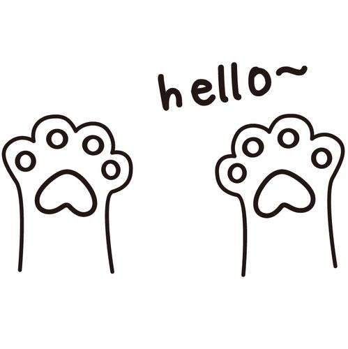 可爱猫爪hell你好墙贴装纸宠物p-117店童店橱铺窗玻璃门o背景墙装