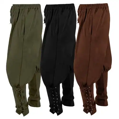 中世纪男士复古束脚裤 欧洲宫廷cos王子长裤舞台扮演服绑腿海盗裤