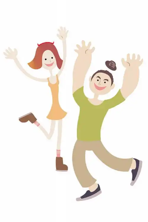 露齿笑,竖图,插画,留白,抠图,白色背景,正面,爱情,时尚,快乐,幸福