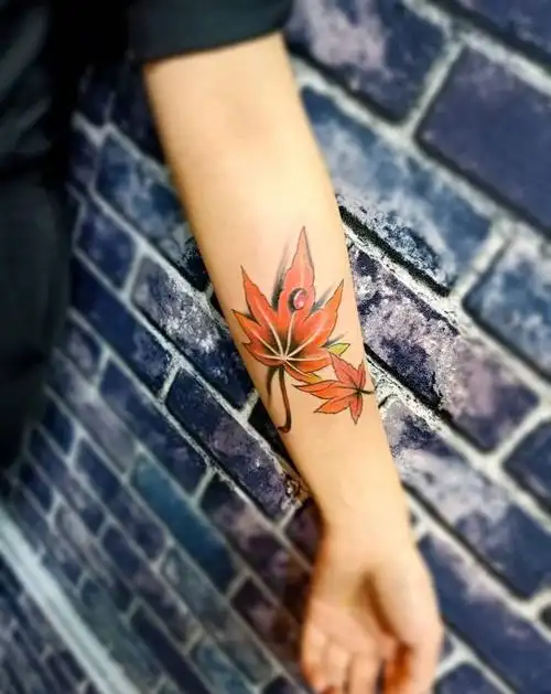 枫叶纹身图片_手臂纹身图案
