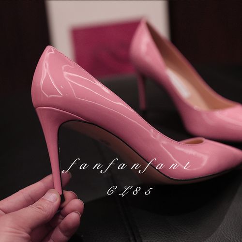 fanfanfant 性感cl85 高级芭比粉牛漆皮 工作鞋 8.5cm舒适高跟鞋