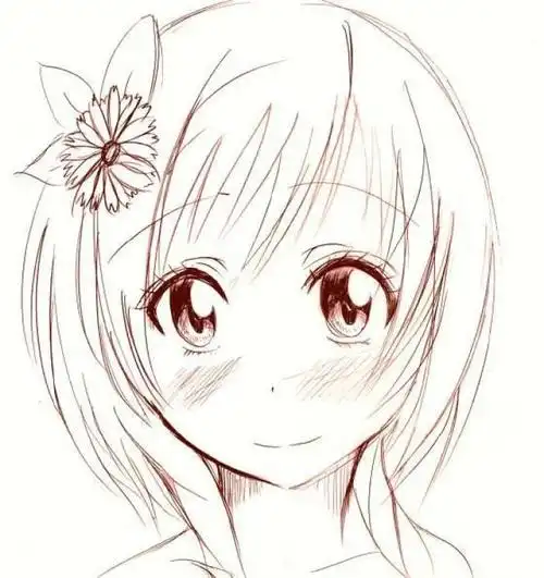 黑白 线条 动漫 女