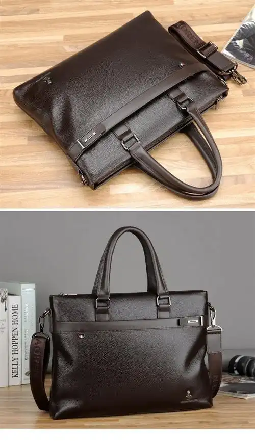 新款男士手提包商务休闲大容量公文包男横款单肩手提包男跨包黑色加