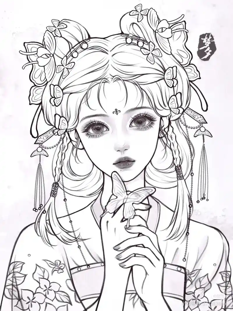 古风人物临摹线稿.#画画 #临摹 #线稿 #古风 #插画  - 抖音