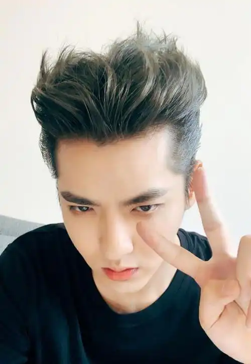 吴亦凡黑t短袖帅气庆生帅照图片46