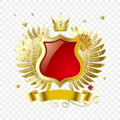 矢量金色翅膀皇冠徽章