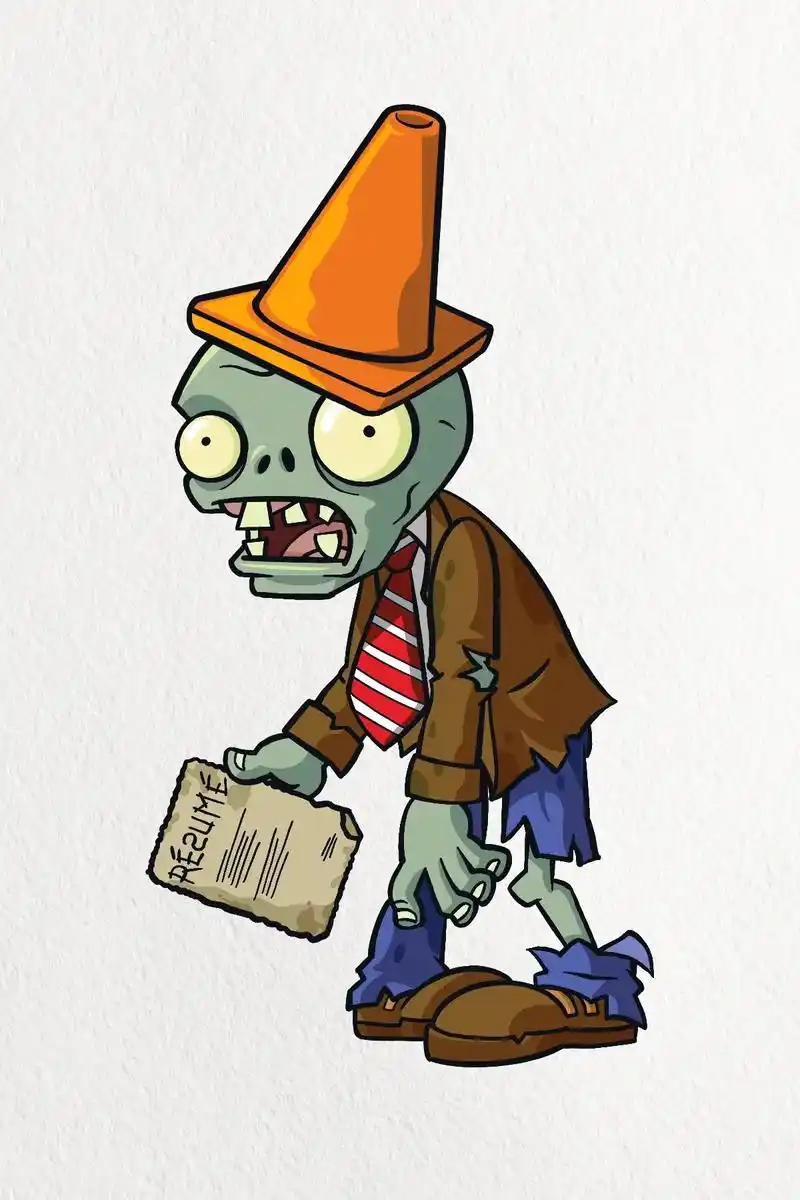 路障僵尸.#简笔画 #零基础学画画 #植物大战僵尸 #卡通画 - 抖音