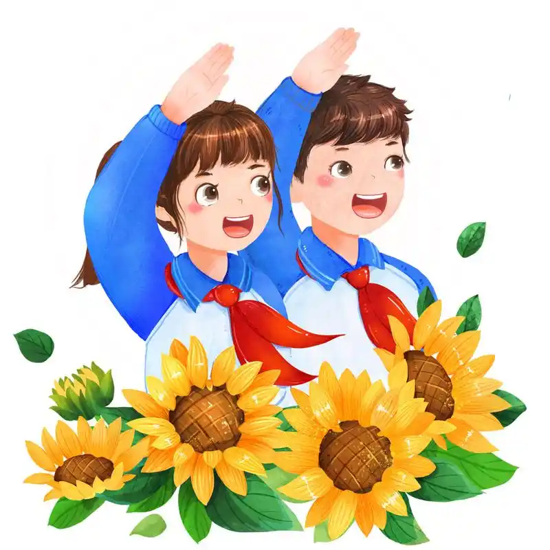 少先队员92卡通免抠素材 99今日素材 	 卡通人物少先队员敬礼迎