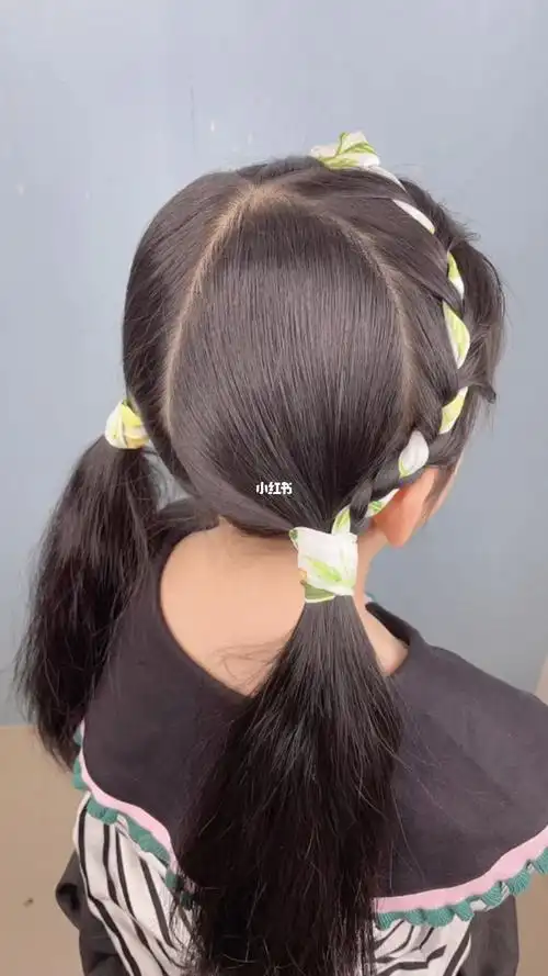 丝巾发带编发教程元气满满的双马尾发型