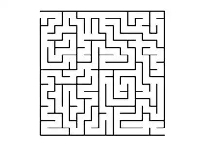 黑白迷宫的简单风格. 休闲任务游戏模式.照片