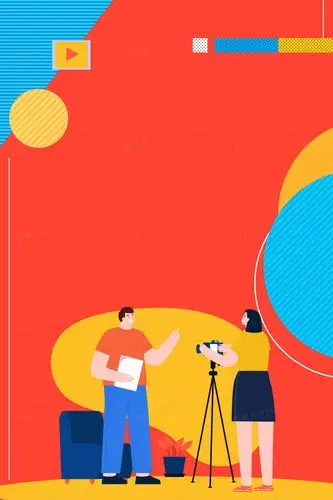 卡通风新闻记者采访背景