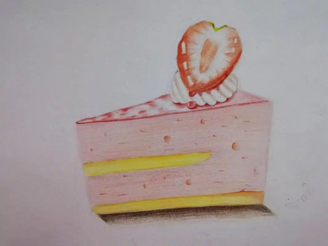 新的一年,新的起点,以一块彩铅绘的甜品小蛋糕作为起点,愿20