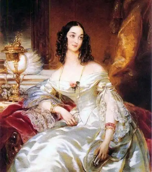 欧洲油画欣赏《 古典浪漫的宫廷贵族女子》
