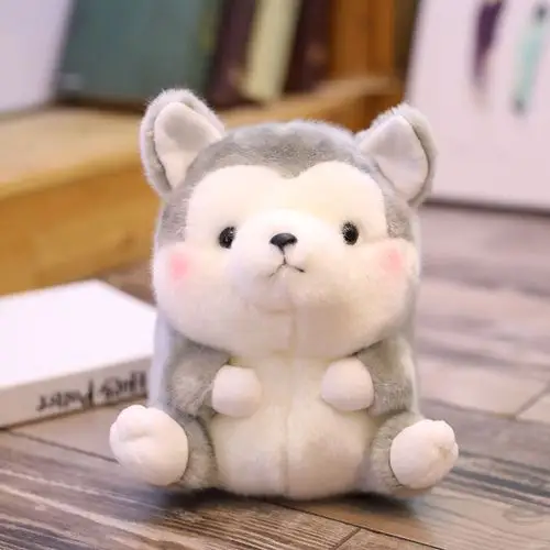 呆萌可爱动物哈士奇小狗公仔毛绒玩具奶牛小象老鼠布娃娃儿童玩偶