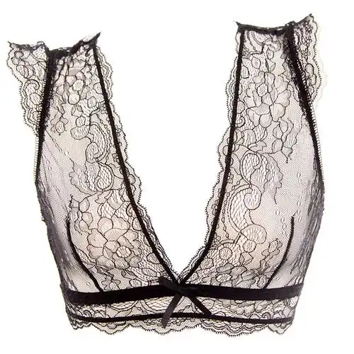 夏季无钢圈深v蕾丝性感内衣套装女士美背镂空透明超薄款诱惑文胸