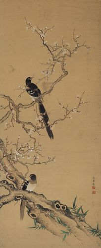 清沈喜鹊双喜喜图国画花鸟工笔画临摹画稿古画国画