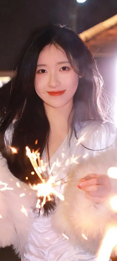 放烟花网红甜美美女手机壁纸11