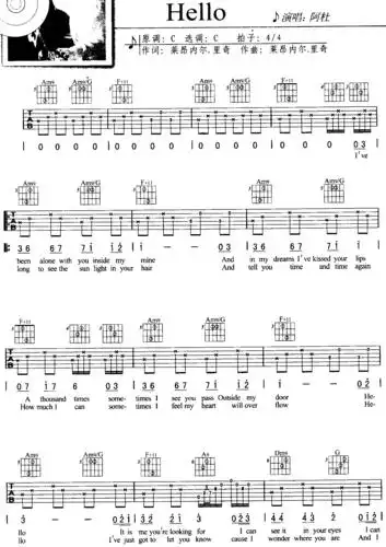 《hello》吉他谱