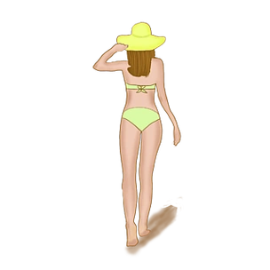 穿着比基尼的沙滩女孩背影可商用元素