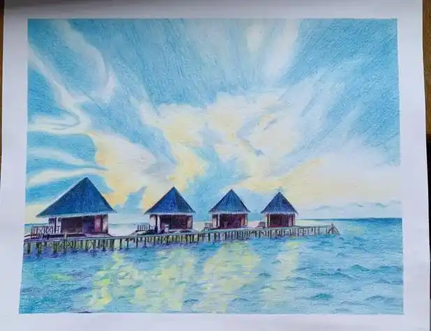 彩铅风景画简单 彩铅风景画简单初学者