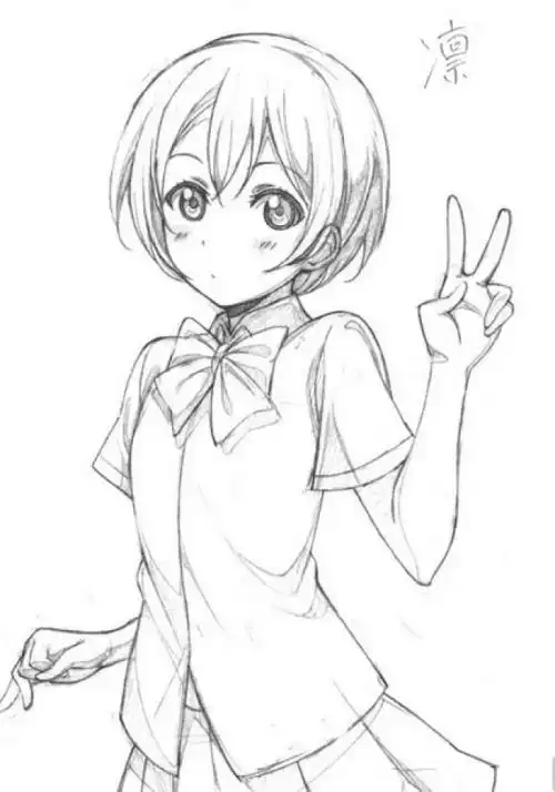 简笔画 手绘 素描 线稿 700968 竖版 竖屏素描画动漫女孩图片