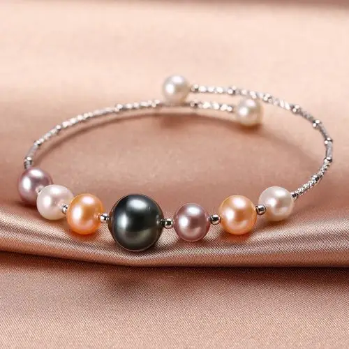 佰色传情淡水水珍珠配海水珍珠手链s925银手镯四色可选