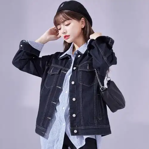 牛仔外套女秋季2021新款宽松韩版小个子上衣短款夹克牛仔衣ins潮