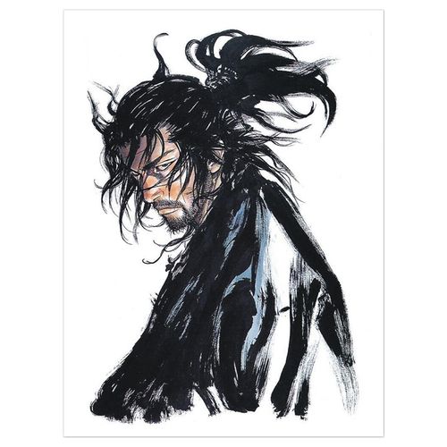 双刀流九州浪人宫本武藏水墨剑客客厅房间卧室挂画无框画装饰画