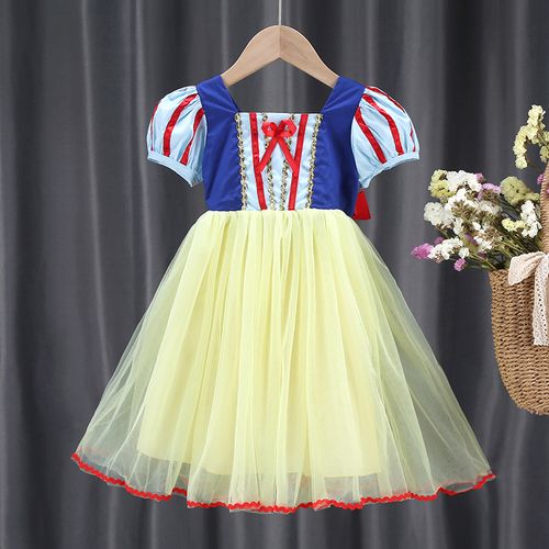 白雪公主裙子儿童夏季冰雪奇缘纯棉连衣裙女童蓬蓬纱裙迪士尼礼服