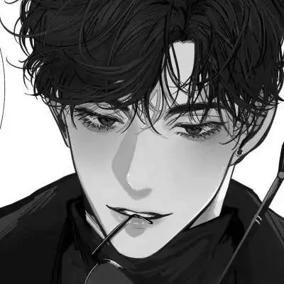 男生头像动漫冷酷帅气黑白图片