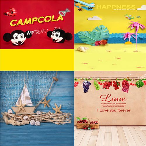 可爱韩版卡通生日儿童周岁百天宝宝直播自拍照影楼摄影背景纸布