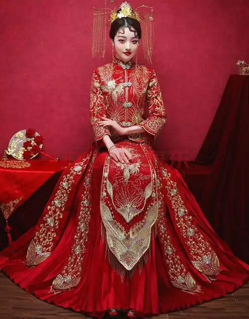 秀禾服2020新款中式新娘服婚纱结婚礼服敬酒服古装汉服旗袍 11401新款