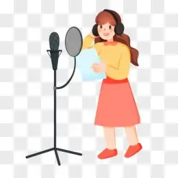 女主持免抠素材pngpsd手绘男播音员读稿免抠元素pngpsd卡通矢量录音