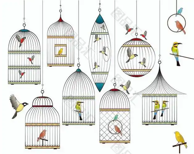 手绘笼中的鸟