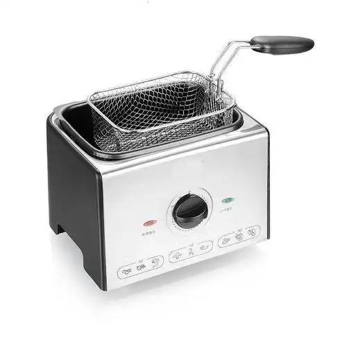 df27电炸锅小型油炸锅炸炉 1l1.5l2l家用炸薯条机 圆形2.0l内胆不可拆