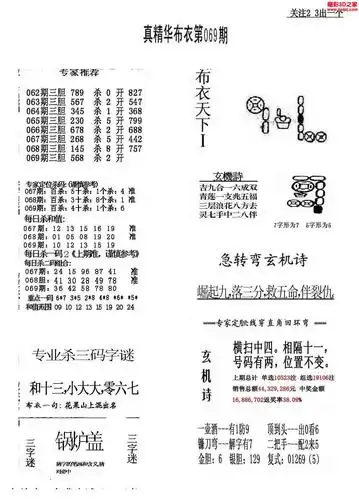 3d15069期真精华布衣天下123456