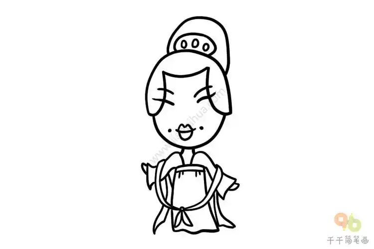 美丽的唐朝宫女手账素材简笔画