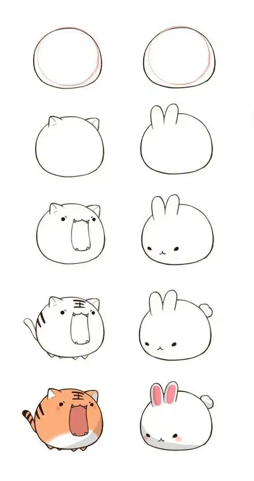 呆萌小动物的简笔画可爱卡通