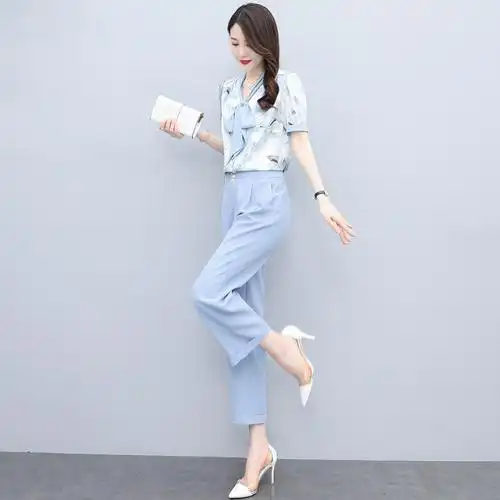 休闲时尚套装女夏季2022年新款成套搭配女装洋气减龄小个子两件套