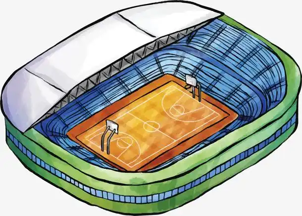 手绘风水彩篮球场