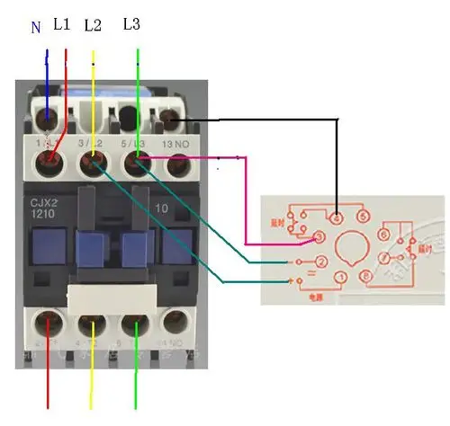 用两个380v时继加一个接触器控制电机线路图