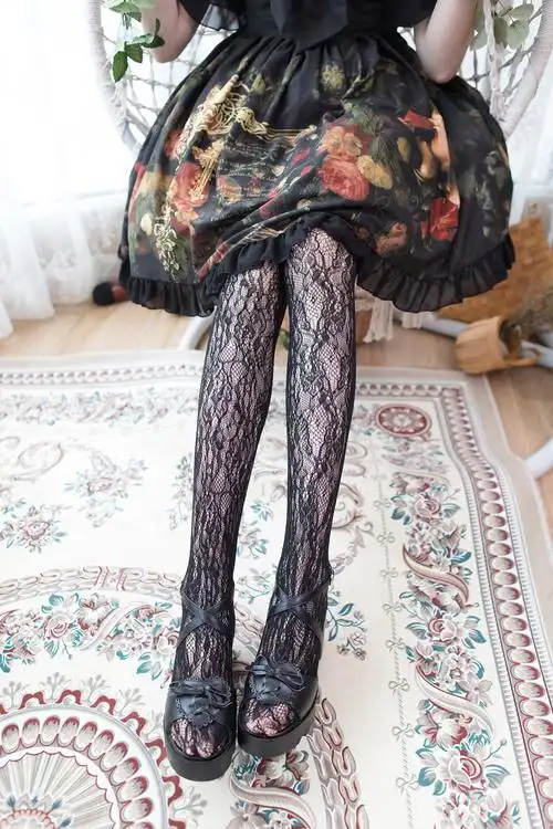 ins风网红蕾丝连裤袜性感镂空丝袜显瘦lolita打底裤复古风少女袜